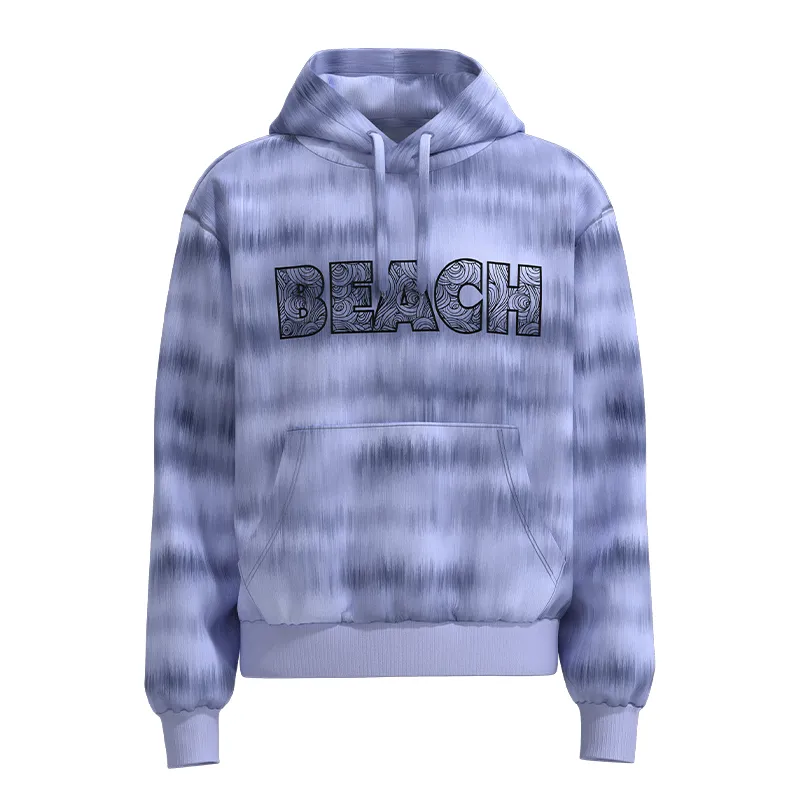 MBH007 Men’s Gray Tie-Dye Sweatshirt English Print Boxy Fit Hoodie