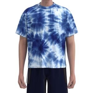 MBT003 Men’S Blue Street Tie-Dye Print Trendy T-Shirt Boxy T-Shirts